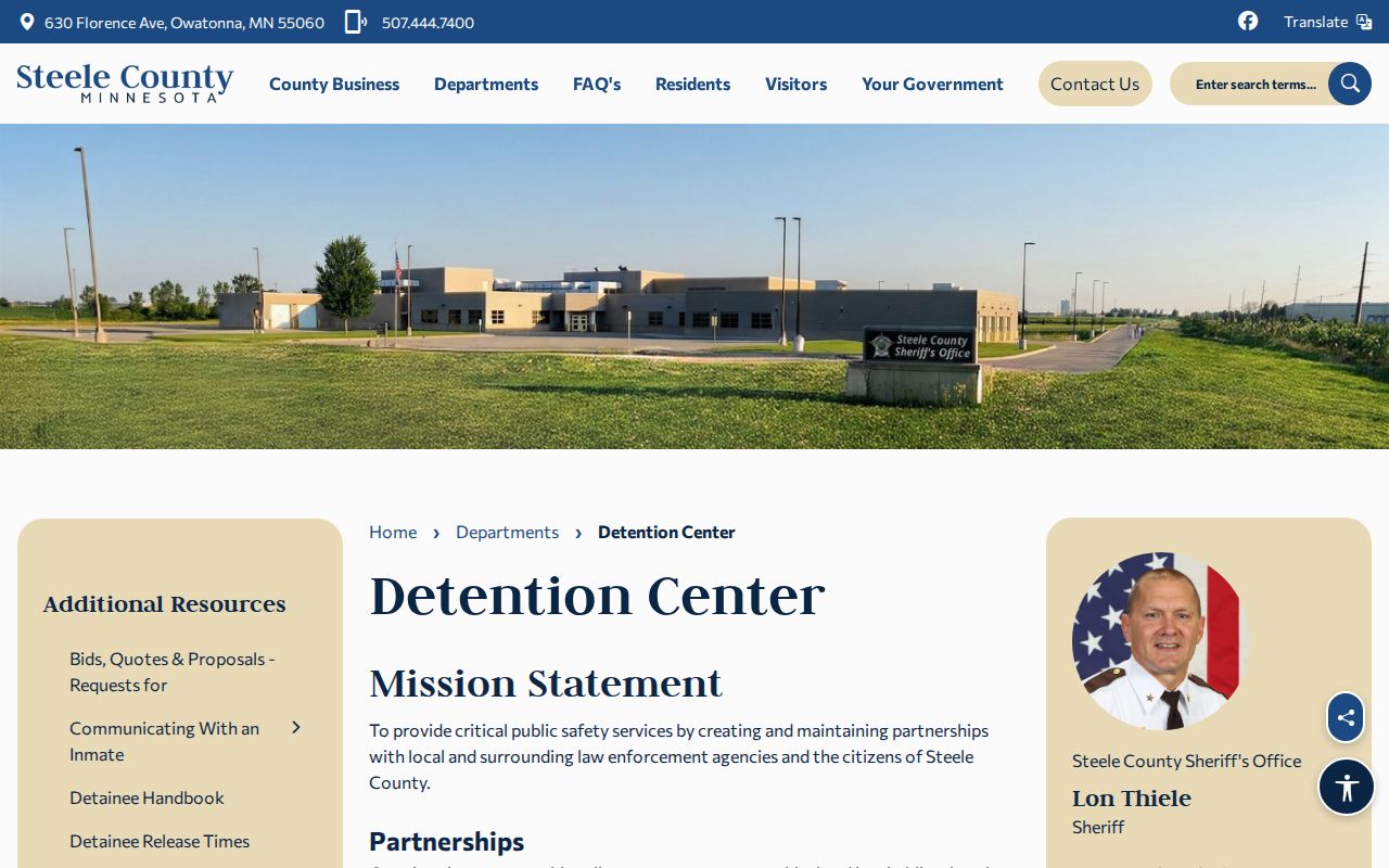 Steele County Detention Center page for current custody and jail roster access